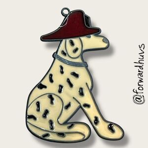 Dalmatian Stained Glass Panel – 5” x 3.75” – Firefighter Theme – Hanging Loop